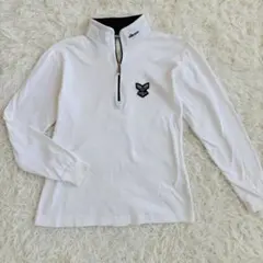 ellesse ハーフジップ長袖トップス 綿100 白系 M相当 (626)