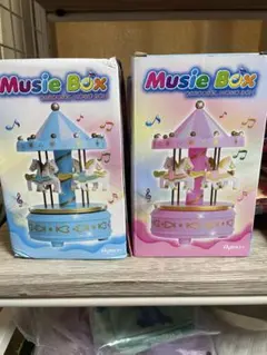 メリーゴーランド音楽ボックス 青・ピンク
