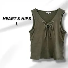 HEART & HIPS オリーブ ノースリーブ L