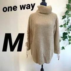 【one way】ワンウェイ ニット M 袖リボン ハイネック アクリル 美品