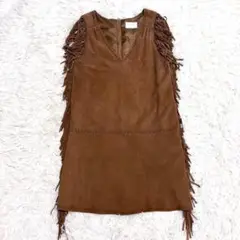 【美品】グレースクラス　シープスキン　ワンピース　フリンジ　スタッズ