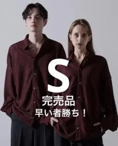 非売品　CLELバルーン袖 ルーズ レースシャツ　ワインレッド