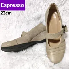 Espresso　エスプレッソ　足先楽ちんストラップ　ウェッジパンプス　シューズ