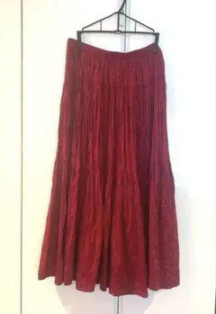 UNIQLO ユニクロ×イネス　赤 ドット柄 プリーツロングスカート　Lサイズ