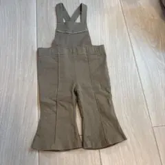 オリーブグリーン フレアパンツオーバーオール