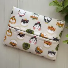 ポケットティッシュケース　普通サイズ　ラミネート　ハンドメイド　柴犬　シマエナガ