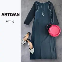 ARTISAN｜日本製モードブラックワンピース｜ミニマルデザイン／size9