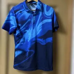 デサントゴルフ　DESCENTE サイズM 半袖 ポロシャツ 青　幾何学模様