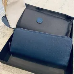早い者勝ち‼︎ 新品 高級レザー 長財布 ラウンドファスナー ネイビー ブッテーロ