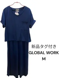 新品タグ付き　GLOBAL WORK カットソーワンピースセットMＬ　夏涼しい