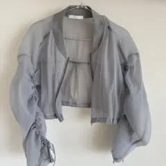 Chico グレー クロップドカーディガン