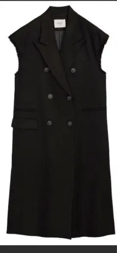AMERI HERRINGBONE LONG JACKET VEST ブラックF