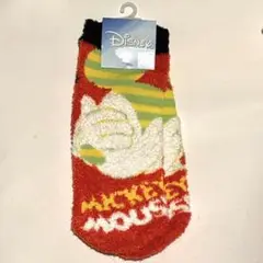 ミッキー　靴下　未使用　赤　もこもこ　冬　厚手