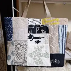 大きめ手作りトートバック(ミナペルホネン、クロッチ君)