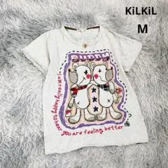 【KiLKiL】半袖Ｔシャツ カットソー (M) くま ビックプリント 可愛い