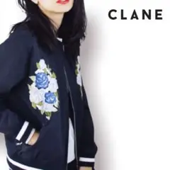 【美品】CLANE クラネ フラワー刺繍 ブルゾン スタジャン花柄 ブラック38