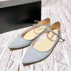 【美品】repetto スエード エナメル ストラップ グレー パンプス 24