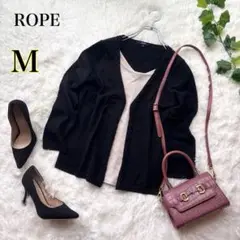ROPE ロペ レディース カーディガン 羽織り 薄手 ブラック 黒 M