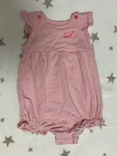 ピンクと白のストライプロンパース 70サイズ