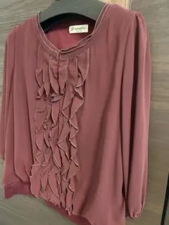 Aylesbury Lサイズ　フリル付きトップス ワインレッド