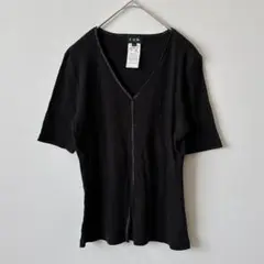 アイシービー　カットソー L ブラック Vネック　コットン100% シンプル　黒