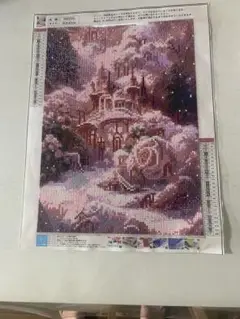 ダイヤモンドペインティング 雪景色の城（完成品）