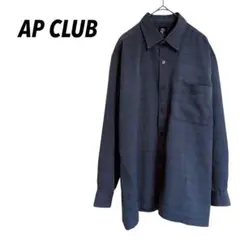 【AP CLUB】シャツ　長袖　チェック風　ポケット　古着　メンズ　M