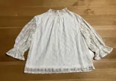 【美品】〈Pair Pair〉ホワイト レース 七分袖ブラウス