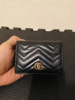 GUCCI ブラック 二つ折り財布 チェッカーパターン