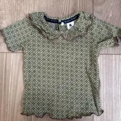 & mignon フリル付きオリーブグリーンシャツ