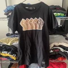 90s企業ヴィンテージ　中国製メンズS 海外古着ブラック黒tシャツ ユニセックス