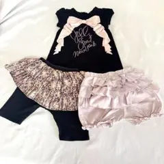 ジルスチュアートニューヨーク 女児ベビー服 3点セット 80 黒ワンピとパンツ