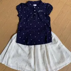 マザウェイズ 音符柄ポロシャツ&フレアスカートセット