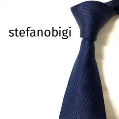 stefanobigiステファノビジ　ネクタイ　無地　ヘリンボーン　ネイビー