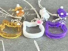 猫型チャーム ストラップセット