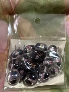 《新品・未開封》とんぼ玉薔薇模様セット ブラック