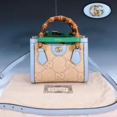 【極美品】GUCCI グッチ 2way ハンド GG柄 ダイアナ スカイブルー