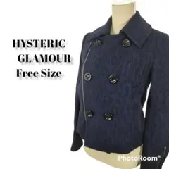 HYSTERIC GLAMOUR Pコート レオパード フルジップ ネイビー