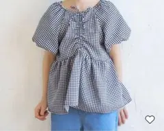 coca シャーリングギンガムチェックブラウス　140cm