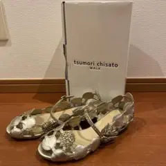 【中古】ツモリチサト　サンダル　ゴールド　23.5cm ストラップあり