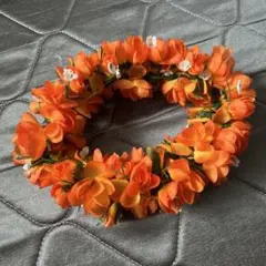 オレンジのフラダンス用花冠　レイポオ　ハク