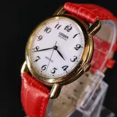 美品　CITIZEN　シチズン　E030　ゴールド　ホワイト　ソーラー　メンズ