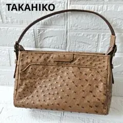 【TAKAHIKO】貴彦 オーストリッチ ハンドバッグ ブラウンベージュ