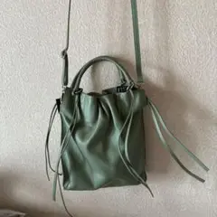 ELYSIRグリーン ドローストリング ショルダーバッグ