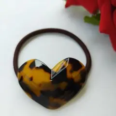 [NEW]べっ甲柄ハートヘアゴム 4.2cm/3cm　アセテート　NO.221