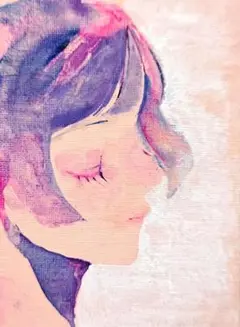 女の子 手描きイラスト アナログイラスト オリジナルイラスト キャンバスアート