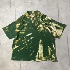 90s COTTON TRADER アニマル刺繍　半袖ポロシャツ　ブリーチ加工