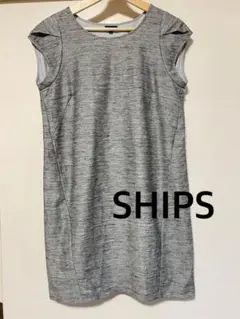 SHIPS シップス　ノースリーブワンピース　グレー　麻　リネン　ポリエステル
