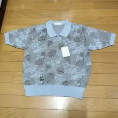 (新品)昭和レトロ、ポロシャツ、半袖 ニット、トップス、サマーセーター、ミセス