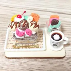 四角いサンデー❁気まぐれセット/ミニチュアスイーツ　フェイクスイーツ